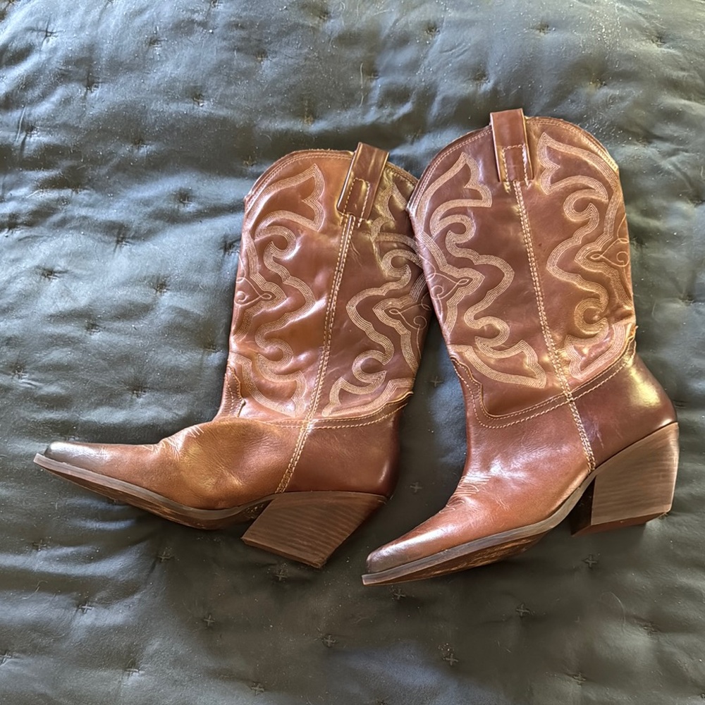 Steve Madden Brown Leather Western Boots